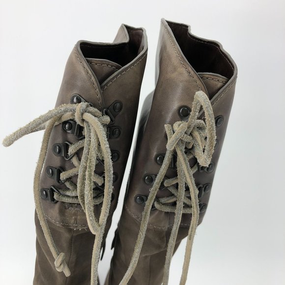 Cole Haan Nike Air Waterproof Knee High Boots Weathered Suede Leather Brown Lace - Picture 7 of 16